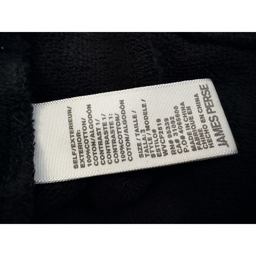 Standard James Perse Full Zip Hoodie Sweatshirt Sz 3 Black - Picture 4 of 6
